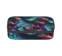 Astuccio per matite con stampa 3D a forma di scaglie di drago magico, portatile, borsa da viaggio da donna, borsa per il trucco, Nero , Taglia unica, Astuccio per trucchi