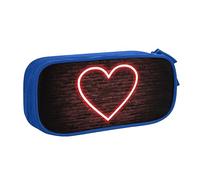 Astuccio per matite con stampa a cuore rosso, astuccio per trucchi, portagioie, portatile, da viaggio, nero, Blu, Taglia unica, Astuccio portamatite