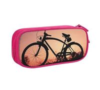 Astuccio per matite con stampa a forma di bicicletta da strada, per trucchi, portagioie, portatile, da viaggio, nero, rosa, Taglia unica, Astuccio portamatite