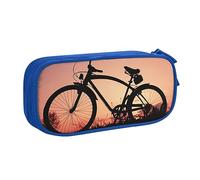 Astuccio per matite con stampa a forma di bicicletta da strada, per trucchi, portagioie, portatile, da viaggio, nero, Blu, Taglia unica, Astuccio portamatite