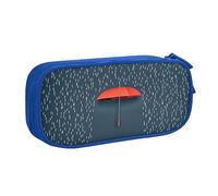 Astuccio per matite con stampa a ombrello rosso sotto la pioggia, astuccio per trucchi e gioielli, scatola portatile da viaggio per gioielli, nero, Blu, Taglia unica, Astuccio portamatite