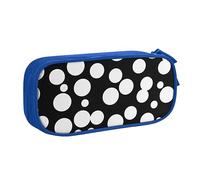 Astuccio per matite con stampa a pois bianchi e neri, per trucchi, gioielli, portatile, da viaggio, nero, Blu, Taglia unica, Astuccio portamatite