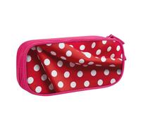 Astuccio per matite con stampa a pois rossi e bianchi, per cosmetici, strumenti artistici, studenti, insegnanti, uso versatile, rosa, Taglia unica, Set di zaini per la scuola