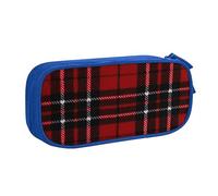 Astuccio per matite con stampa a quadri rosso e nero, astuccio per trucchi, portagioie, portatile, da viaggio, nero, Blu, Taglia unica, Astuccio portamatite