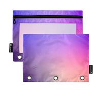 Astuccio per matite con stampa artistica per raccoglitori a 3 anelli, colori astratti vivaci sfumati, con cerniera, per la scuola, trasparenti, 24,9 x 18 cm, 2 confezioni