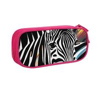 Astuccio per matite con stampa astratta con zebra animale, astuccio per trucchi, portagioie, portatile, da viaggio, nero, rosa, Taglia unica, Astuccio portamatite