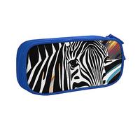 Astuccio per matite con stampa astratta con zebra animale, astuccio per trucchi, portagioie, portatile, da viaggio, nero, Blu, Taglia unica, Astuccio portamatite