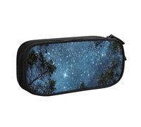 Astuccio per matite con stampa blu notte stellata, astuccio per trucchi e gioielli, scatola portatile da viaggio per gioielli, nero, Nero , Taglia unica, Astuccio portamatite