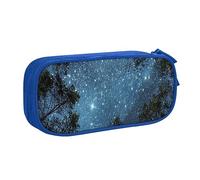 Astuccio per matite con stampa blu notte stellata, astuccio per trucchi e gioielli, scatola portatile da viaggio per gioielli, nero, Blu, Taglia unica, Astuccio portamatite