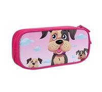 Astuccio per matite con stampa di cane animale, astuccio per trucco, portagioie, portatile, da viaggio, nero, rosa, Taglia unica, Astuccio portamatite