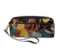 Astuccio per matite, con stampa di galline ricamate, con stampa di gazza e grano, astuccio in pelle PU con cerniera, per ragazzi e ragazze, per scuola e ufficio