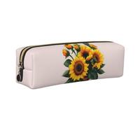 Astuccio per matite con stampa di girasoli e rose per adulti, accessorio per cancelleria da viaggio per ufficio, Oro, One Size, Organizer per borse