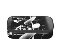 Astuccio per matite con stampa di note musicali bianche e nere,Desigh portatile,Borsa da viaggio da donna, borsa da viaggio, Nero , Taglia unica, Astuccio per trucchi