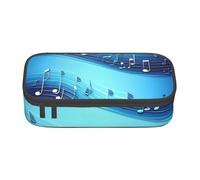 Astuccio per matite con stampa di note musicali blu cielo, borsa portatile Desigh, borsa da viaggio da donna, borsa per il trucco, Nero , Taglia unica, Astuccio per trucchi
