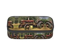 Astuccio per matite con stampa di Old Tractor Photoes Farm di medie dimensioni, portapenne con doppia cerniera per lavoro, carino
