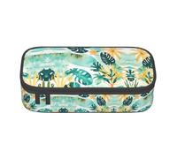 Astuccio per matite con stampa di paesaggio vegetale, grande capacità, astuccio multiuso per trucco con cerniera, Nero , Taglia unica, Beauty case