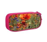 Astuccio per matite con stampa di papaveri, per cosmetici, strumenti artistici, studenti, insegnanti, uso versatile, rosa, Taglia unica, Set di zaini per la scuola