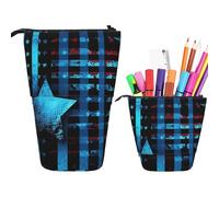 Astuccio per matite con stampa di patatine fritte in stile cartone animato carino in piedi astuccio retrattile portapenne astuccio cancelleria, Strisce di vernice a stelle blu, Taglia unica,