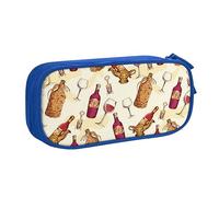 Astuccio per matite con stampa di vino rosso, astuccio per trucchi e gioielli, scatola portatile da viaggio per gioielli, nero, Blu, Taglia unica, Astuccio portamatite