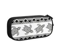 Astuccio per matite con stampa etnica a righe tartaruga per cosmetici, strumenti artistici, studenti, insegnanti, uso versatile, Nero , Taglia unica, Set di zaini per la scuola