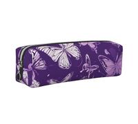Astuccio per matite con stampa floreale con farfalle viola, per ufficio, viaggio, per tutti i giorni, cancelleria, Argento, One Size, Organizer per borse