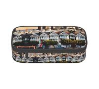 Astuccio per matite con stampa San Francisco, grande capacità, astuccio multiuso per trucchi con cerniera, Nero , Taglia unica, Beauty case
