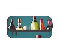 Astuccio per matite con stampa senza bottiglia di bicchieri da cocktail e vino, borsa portatile da viaggio, borsa da trucco da donna, Nero , Taglia unica, Astuccio per trucchi