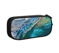 Astuccio per matite con stampa tartaruga marina che galleggia sott'acqua sulla barriera corallina, astuccio per trucchi, portagioie, portatile, da viaggio, nero, Nero , Taglia unica, Astuccio