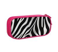 Astuccio per matite con stampa zebrata, per trucchi, gioielli, portatile, da viaggio, nero, rosa, Taglia unica, Astuccio portamatite