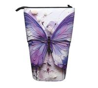Astuccio per matite con supporto espandibile con farfalla e pittura a olio viola, tessuto Oxford multi-design, altezza regolabile, borsa cosmetica multiuso