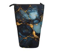 Astuccio per matite con supporto espandibile nero oro marmorizzato, tessuto Oxford multi-design, altezza regolabile, borsa cosmetica multiuso