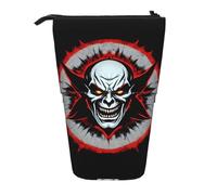 Astuccio per matite con supporto espandibile rosso e nero con fantasma malvagio, tessuto Oxford multi-design, altezza regolabile, borsa cosmetica multiuso