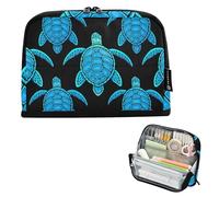 Astuccio per matite con tartarughe marine blu, grande astuccio nero con cerniera, astuccio carino per penne e pennarelli, per ragazze, estetico, cancelleria per bambini, forniture per il rientro a