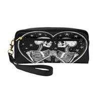 Astuccio per matite con teschio, teschio, amore, cuore, Halloween, zucchero, teschio, viaggio, portapenne, borsa in pelle, per pennelli da trucco, scatola di cancelleria per bambini, ragazze, ragazzi