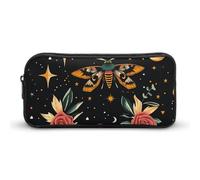 Astuccio per matite con testa di teschio di falena mortale, grande capacità, astuccio per cancelleria, organizer per trucchi