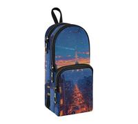 Astuccio per matite con torre Eiffel e notte stellata, grande capacità, con scomparto per studenti, a forma di zaino, organizer per cancelleria e pennarelli, per scuola, ufficio, lavoro, Torre Eiffel