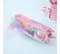Astuccio per matite con unicorno Kawaii, per la scuola, con paillettes, per ragazze, portapenne, grande, per cosmetici, astuccio portapenne coreano, rosa