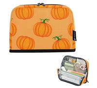 Astuccio per matite con zucche arancioni e viti verdi, astuccio con cerniera, grande astuccio per matite carino, per ragazze, arte animale, ritorno a scuola, adulti forniture per ufficio