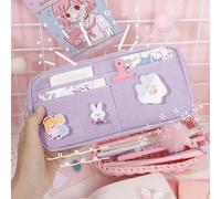 Astuccio Per Matite Custodia a matita di tela viola Distinta animale for animali Pink Pencilcase grandi borse a matita for la scuola for le forniture di cancelleria da ragazza da nubile Portamatite (