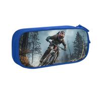 Astuccio per matite da torneo di mountain bike, astuccio con cerniera, astuccio portatile, grande borsa per cancelleria scolastica, borsa per trucchi, Blu, Taglia unica, Beauty Case