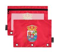 Astuccio per matite da ufficio a 3 anelli, raccoglitore con cerniera, astuccio con cerniera, per scuola, trasparenti, tasche con bandiera della provincia di Avila, 24,9 x 18 cm, 2 confezioni