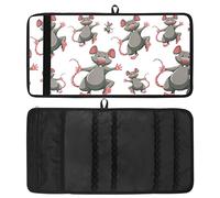 Astuccio per matite da viaggio, per disegnare, per artisti, astuccio per matite, anima e topi con motivo grigio