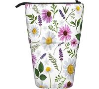 Astuccio per matite Daisy Lavender Flowers Pattern Portapenne in piedi Astuccio per penne telescopico Borse Materiale scolastico Astuccio per matite Astuccio per cancelleria