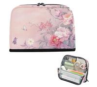 astuccio per matite di grande capacità borsa per il trucco organizer da scrivania ad alta capacità per studenti forniture per scuole superiori fiori in stile cinese pesca