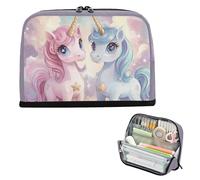 Astuccio per matite di grande capacità, con cerniera, organizer per ragazze, da viaggio, carino unicorni da sogno