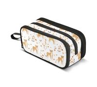 Astuccio per matite di grande capacità, con fessura, extra large, per bambini, università, cartoni animati, motivo leopardato, bianco