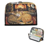 Astuccio per matite di grande capacità, con fessura per cancelleria, astuccio per matite per adolescenti, scuola media, Hearthside, felino, Siesta, gatti accoglienti by The Fire
