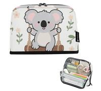 Astuccio per matite di grande capacità, con scomparti per matite per adolescenti e bambini, forniture scolastiche, carino cartone animato, grigio, Swing Koala