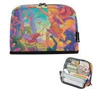Astuccio per matite di grande capacità, organizer con cerniera, per studenti, materiale scolastico, colorato, astratto, combattimento di guerra