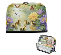 Astuccio per matite di grande capacità, organizer portatile per cancelleria, per bambini, università, giglio, stagno, ninna nanna, anatroccoli e incantesimo delle farfalle